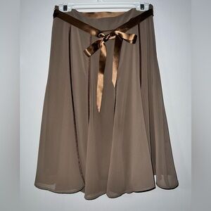 Casual Corner Retro Taupe Chiffon Ballet skirt w/satin ribbon tie, Size 6